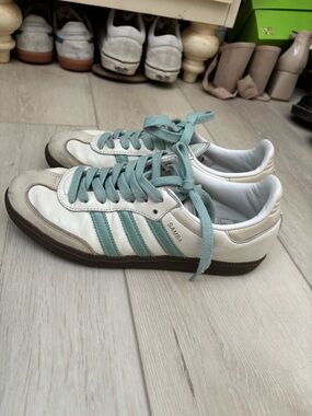 Adidas Samba Sneakers in White and Mint